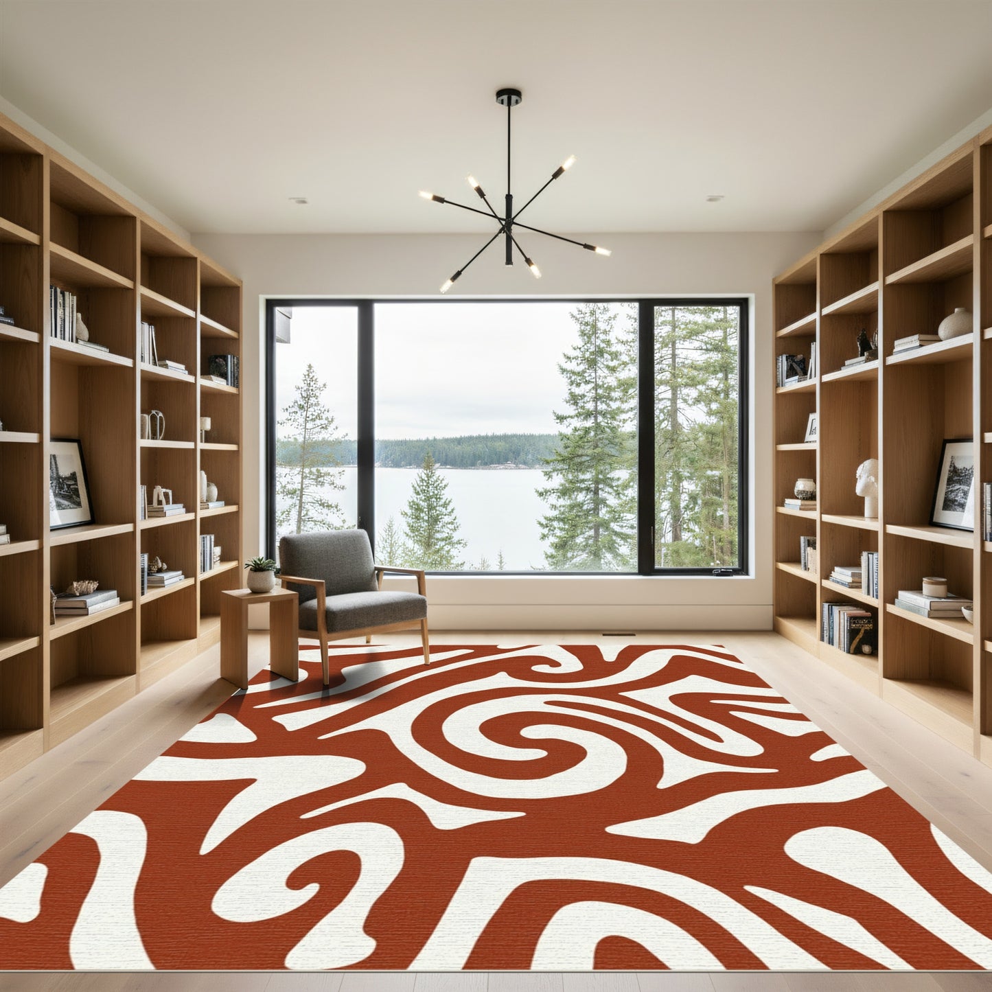 Burnt Sienna Swirl Curve Rug