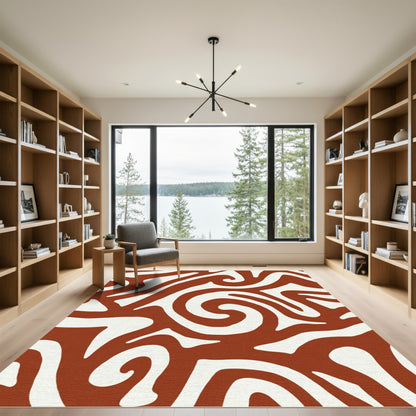 Burnt Sienna Swirl Curve Rug