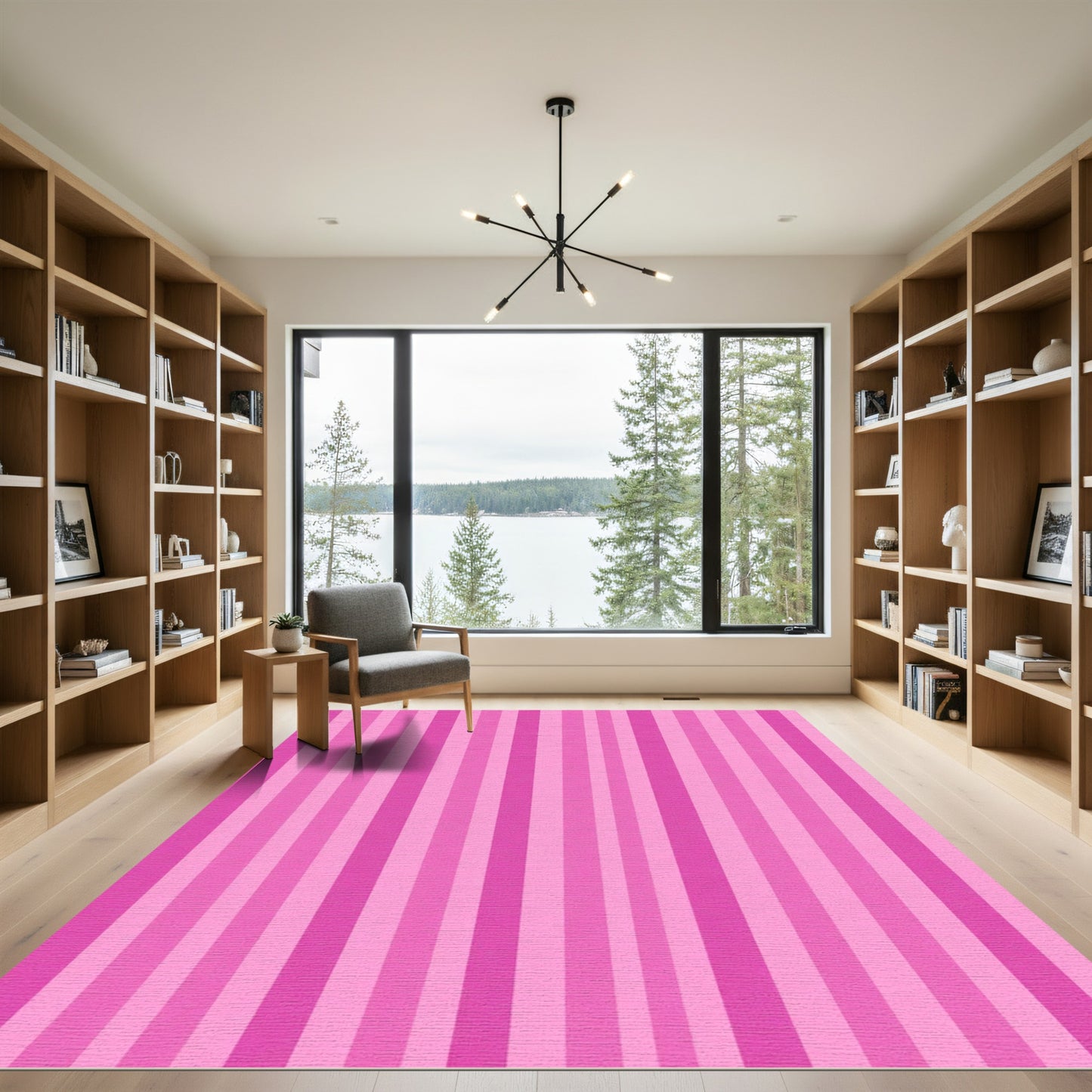 Vertical Pink Stripe Ribbon Rug