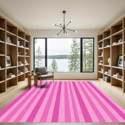 Vertical Pink Stripe Ribbon Rug