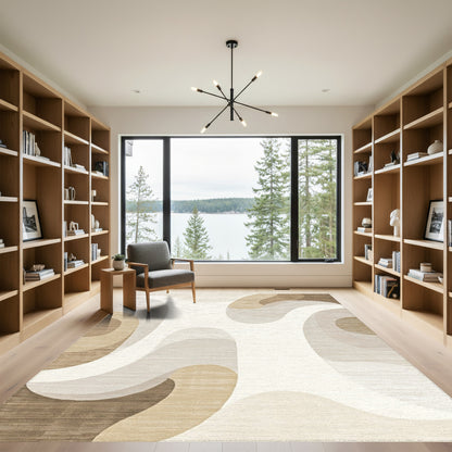 Cream Beige Wavy Curves Rug