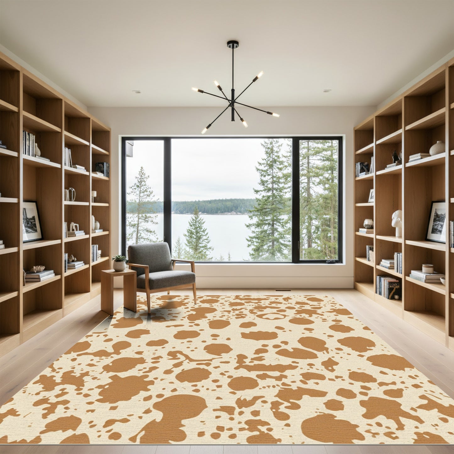 Caramel Splatter Stain Abstract Rug