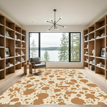 Caramel Splatter Stain Abstract Rug