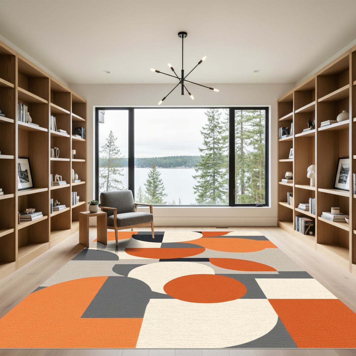 Bold Orange Geometric Abstract Shapes Rug