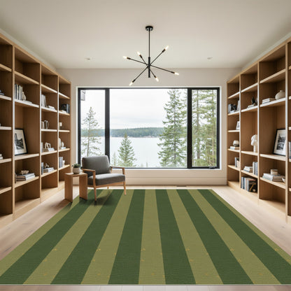 Earthy Green Stripe Texture Rug