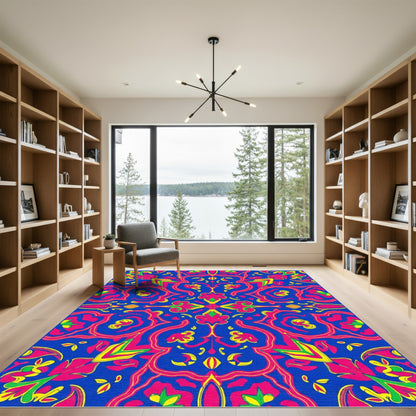 Vivid Pink Yellow Blue Mandala Rug