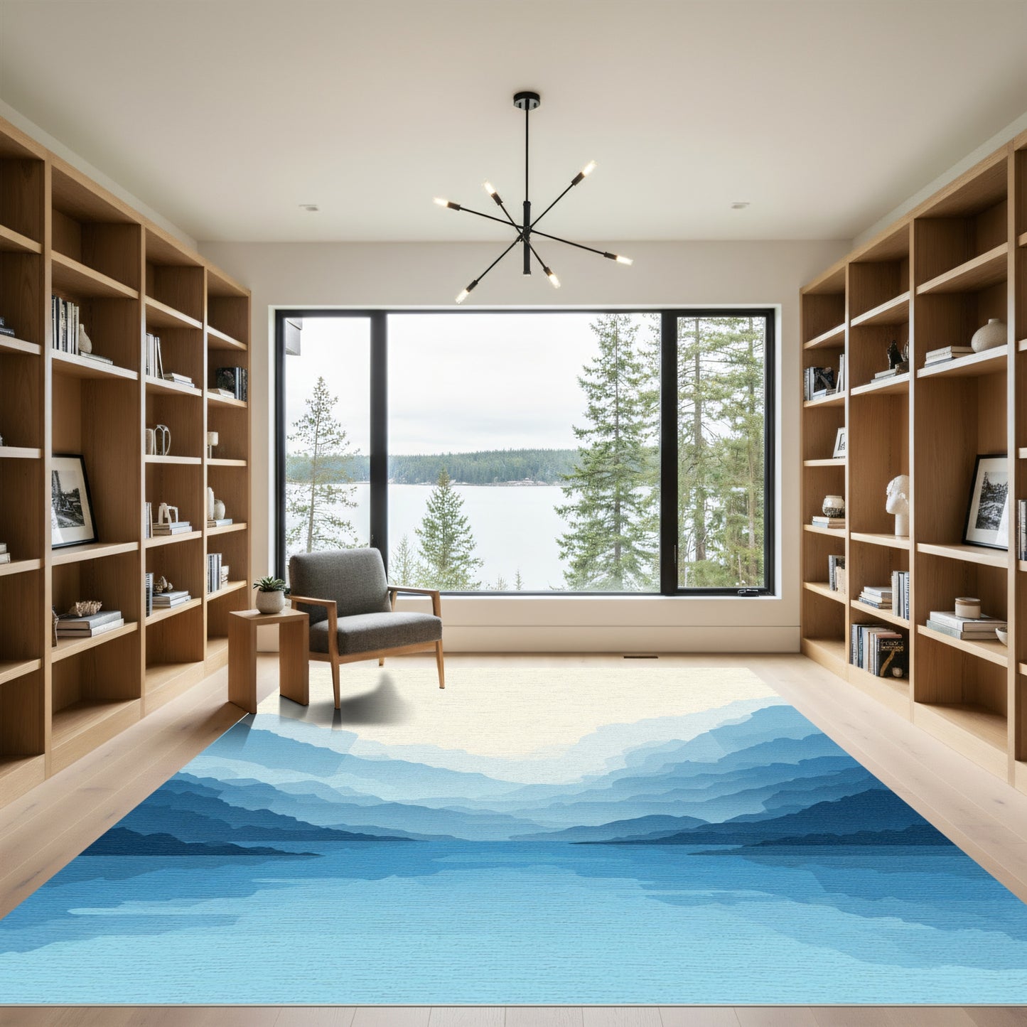 Misty Blue Mountain Lake Vista Rug