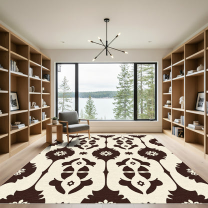 Sepia Damask Floral Arch Rug