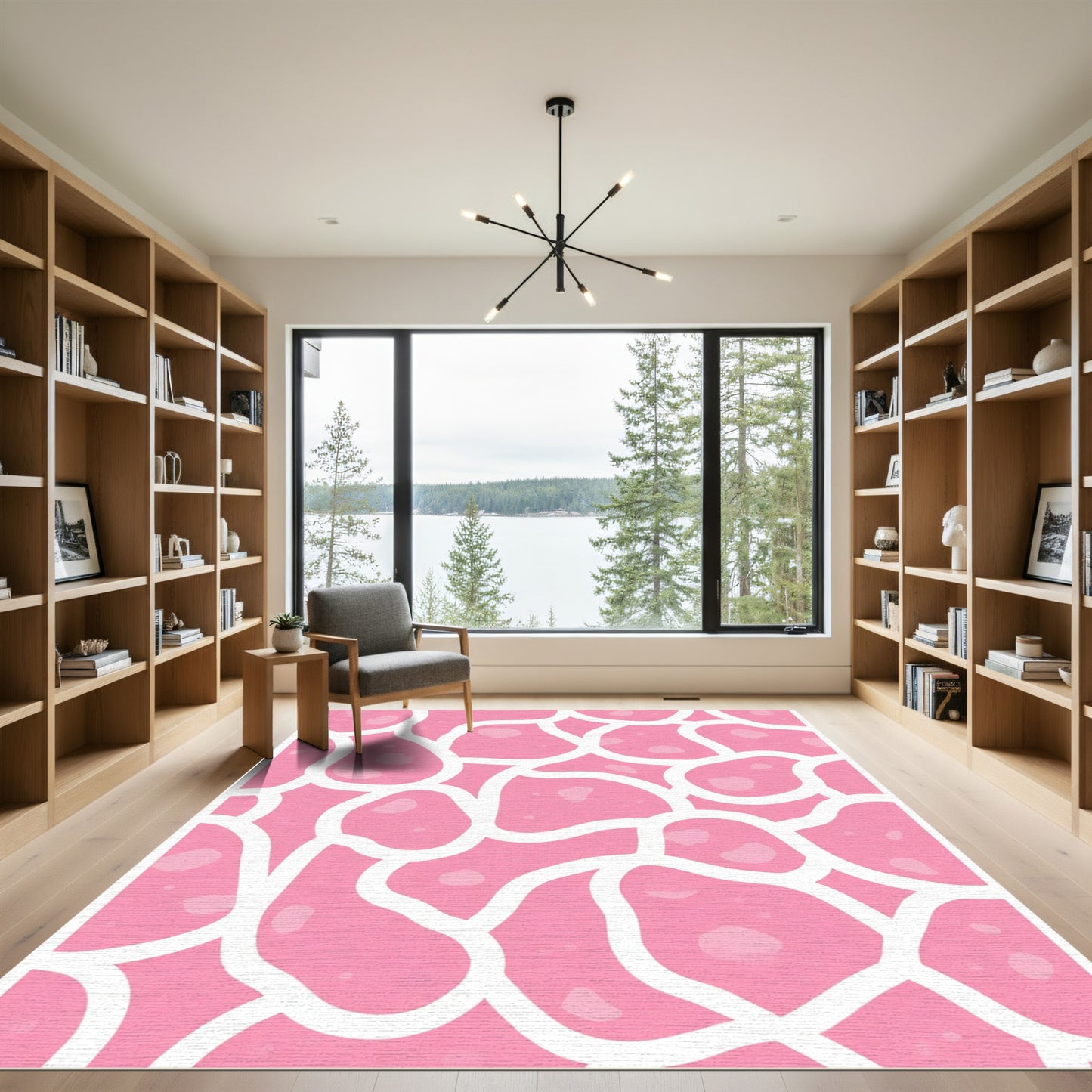 Pink Organic Cell Modern Rug