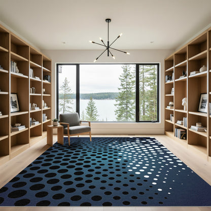 Deep Blue Gradient Dotted Halftone Rug