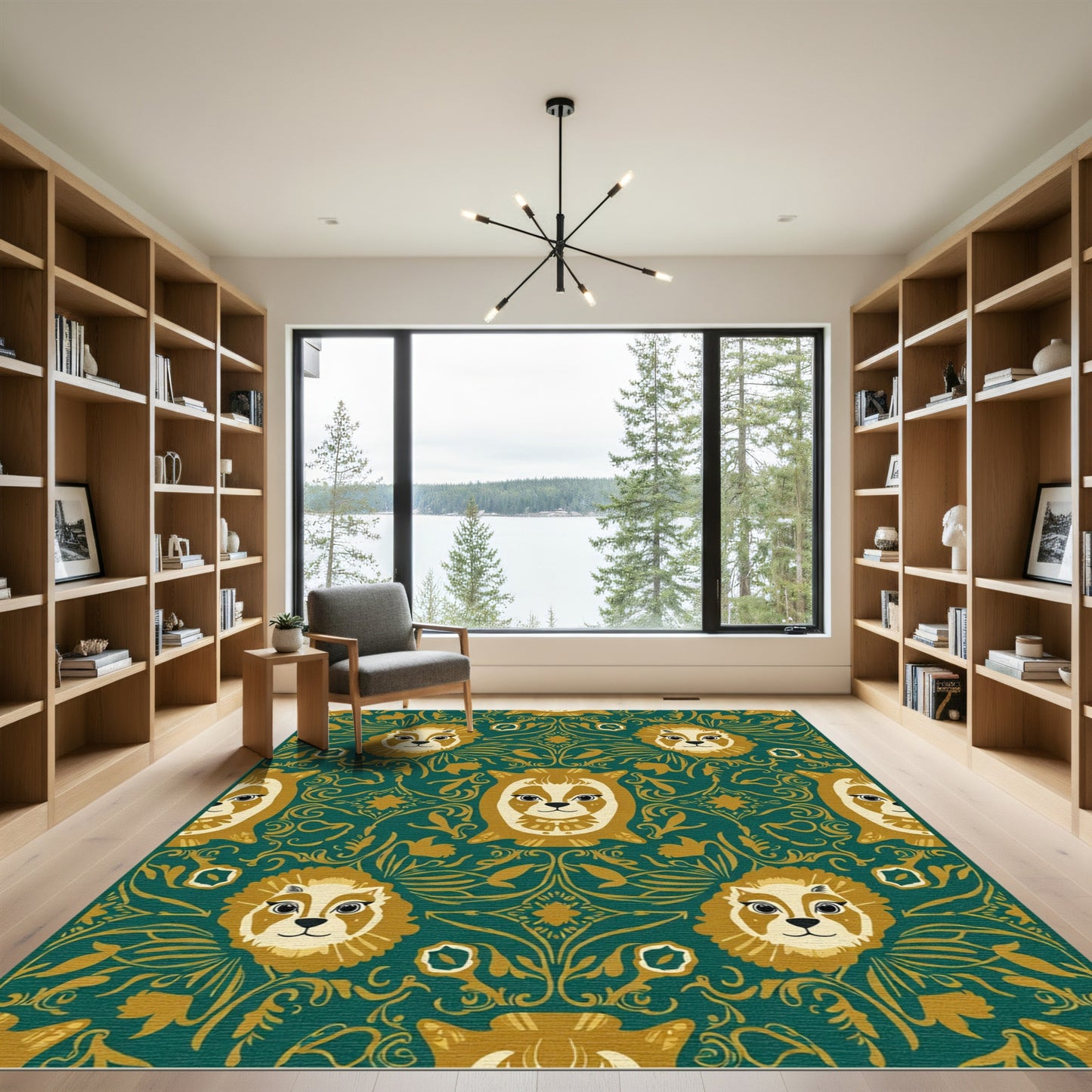 Golden Lion Regal Emerald Motif Rug