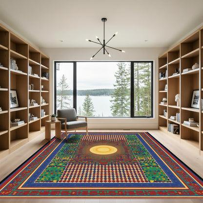 Vibrant Yellow Sun Geometric Textile Rug
