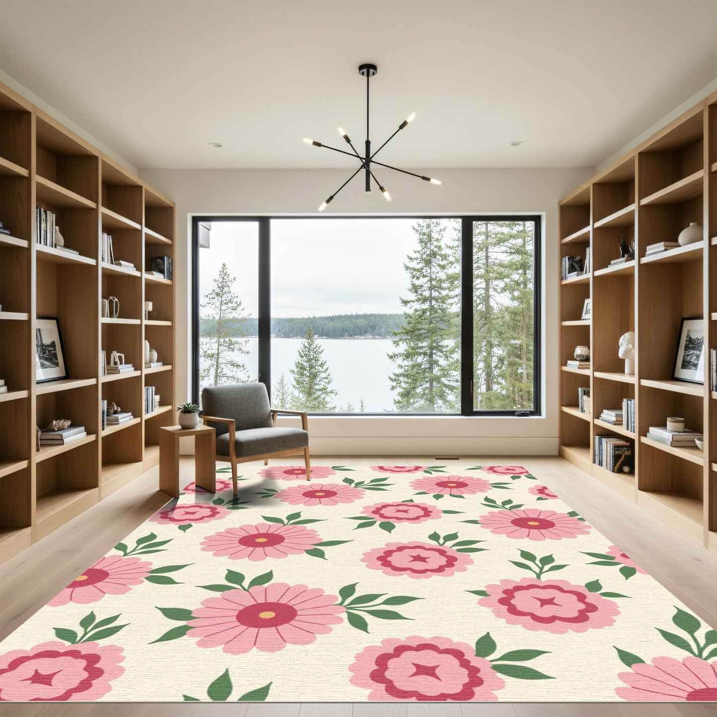Pink Floral Garden Arrangement Rug