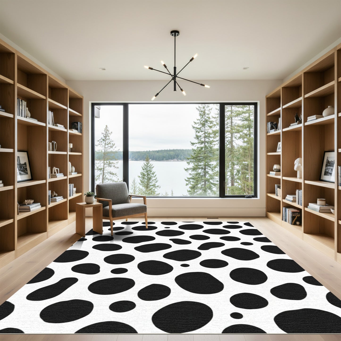 Black White Organic Spot Rug