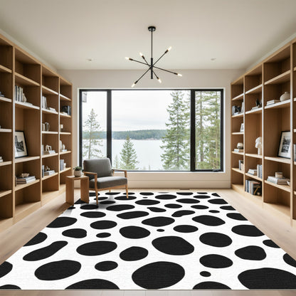 Black White Organic Spot Rug