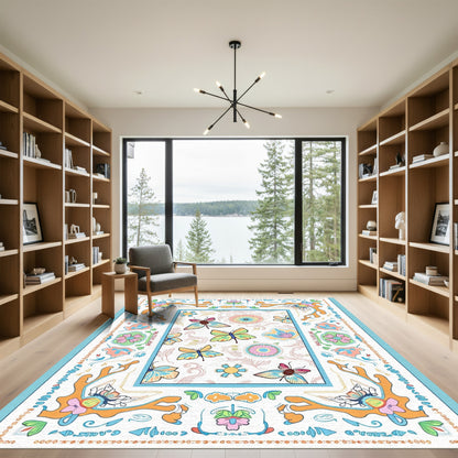 Whimsical multi-color butterfly garden Rug