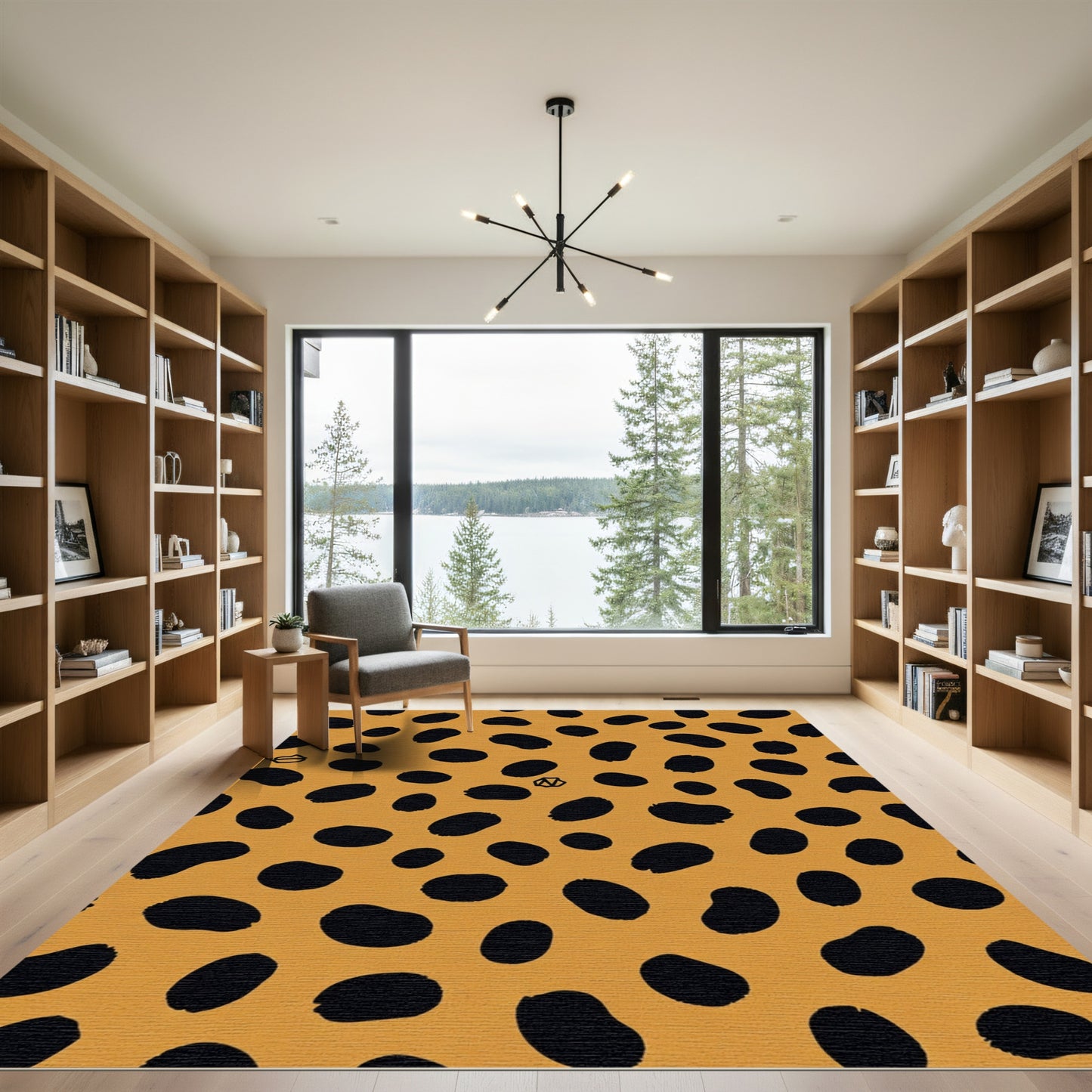 Bold Black Spot Mustard Yellow Rug
