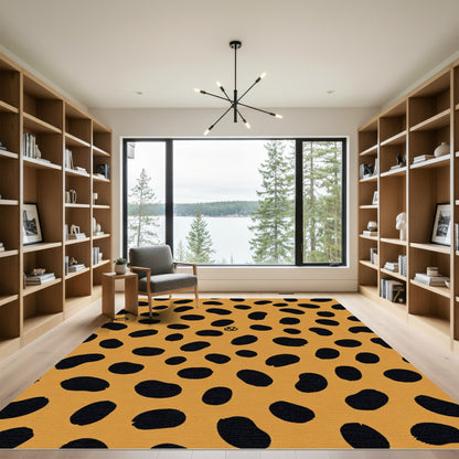 Bold Black Spot Mustard Yellow Rug