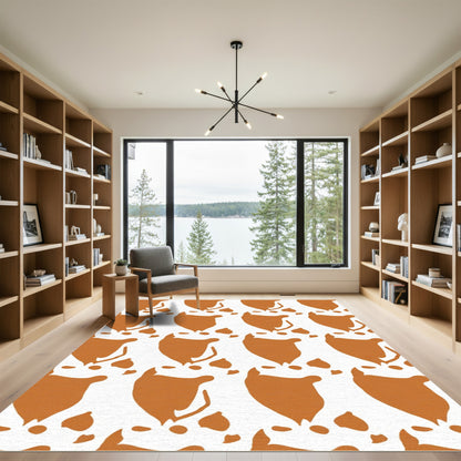 Terracotta White Abstract Paw Arrangement Rug