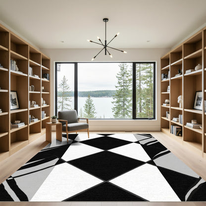 Monochromatic Geometric Diamond Grid Rug