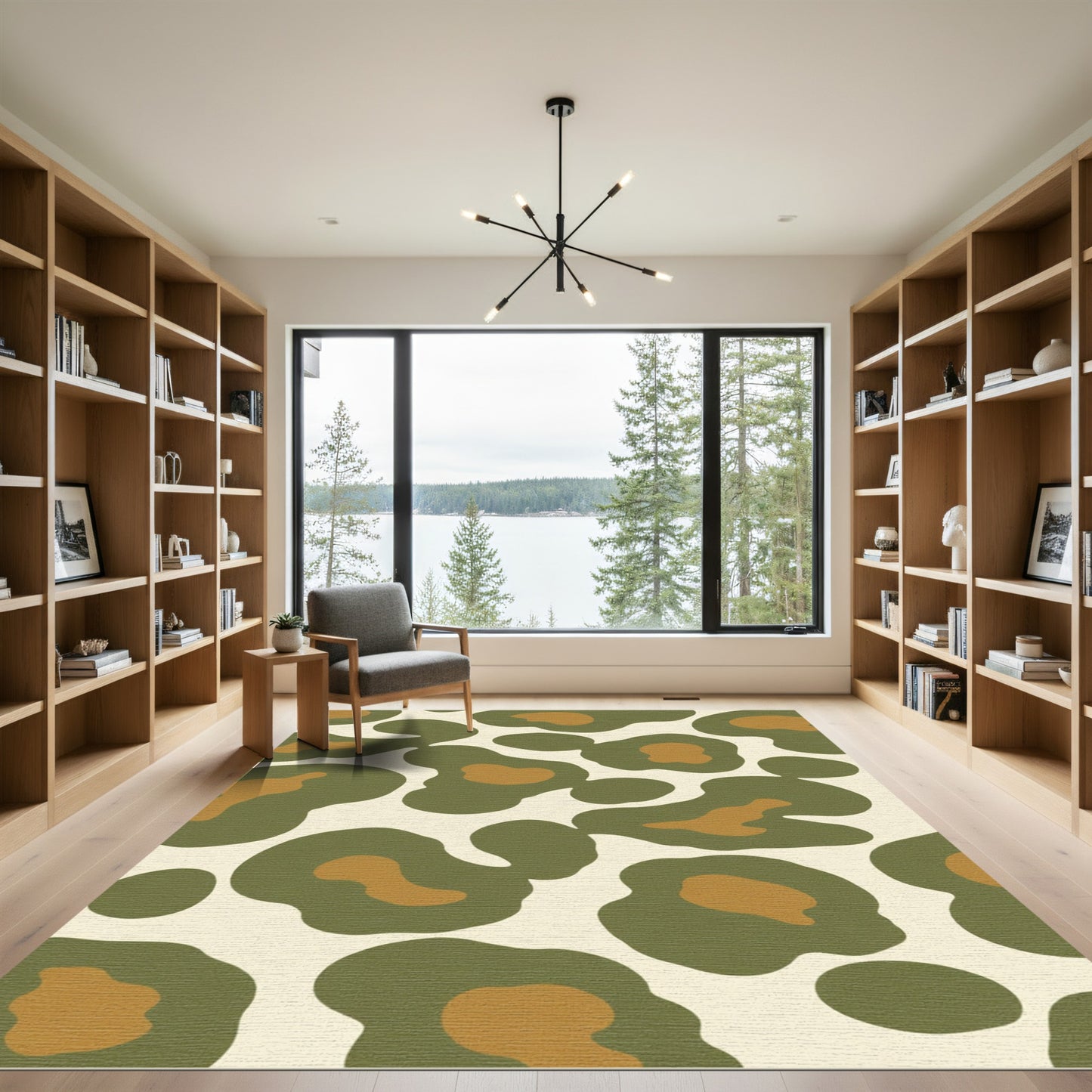 Abstract Olive Tan Spots Rug