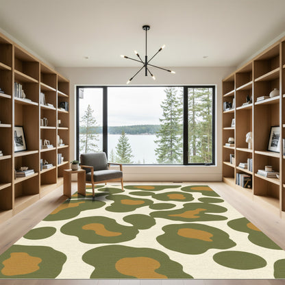 Abstract Olive Tan Spots Rug