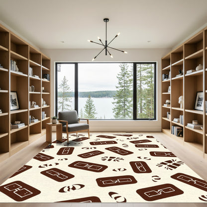 Brown Rectangles Abstract Composition Rug