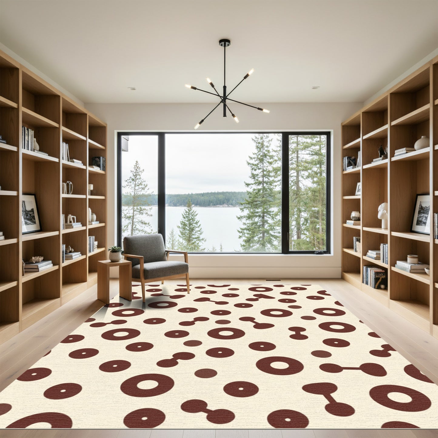 Brown Dots And Dumbbell Shapes Rug