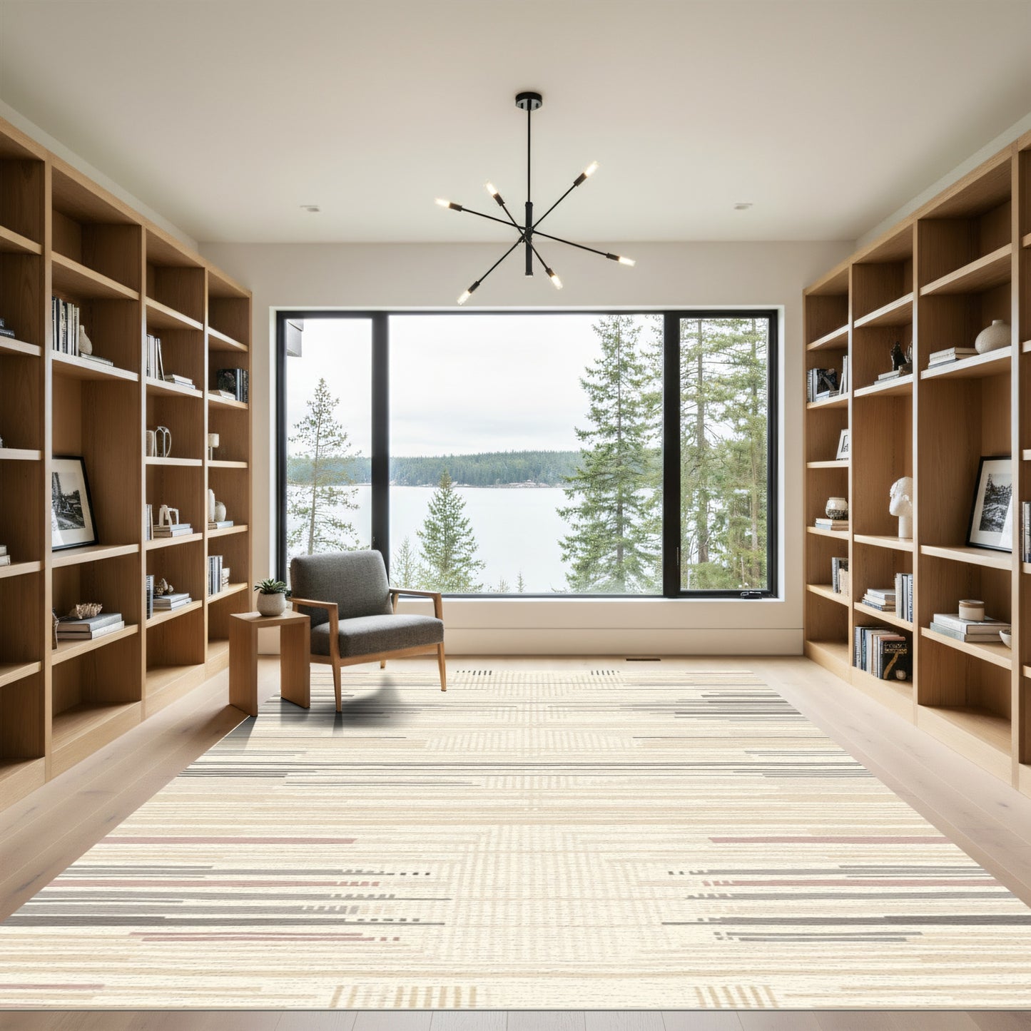 Earthy Tone Abstract Line Rug