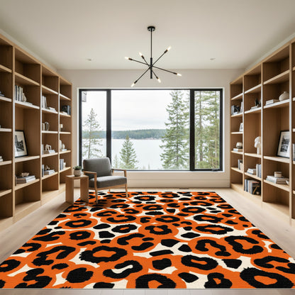 Bold Orange Leopard Spot Rug