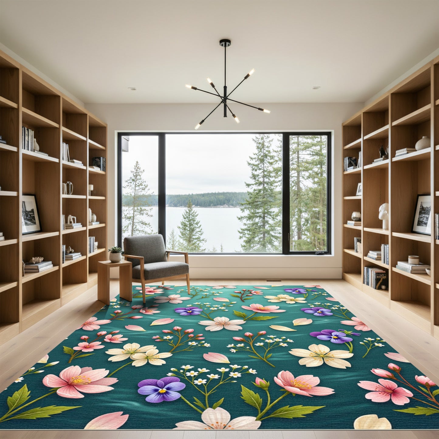 Delicate Pink Violet Blossom Canopy Rug