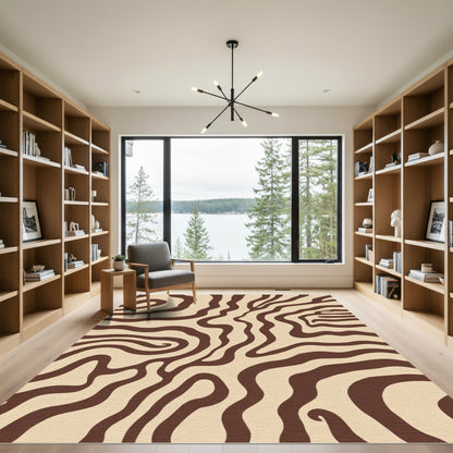 Brown Caramel Swirl Abstract Waves Rug