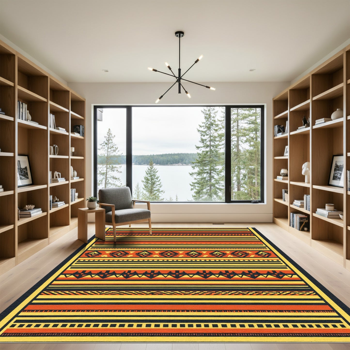 Abstract Tribal Orange Yellow Stripes Rug