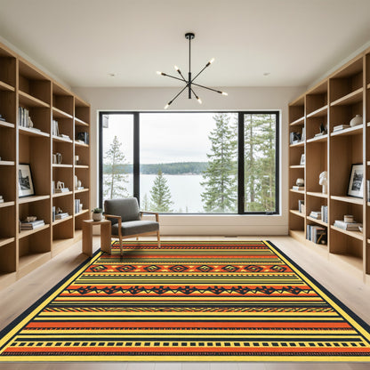 Abstract Tribal Orange Yellow Stripes Rug
