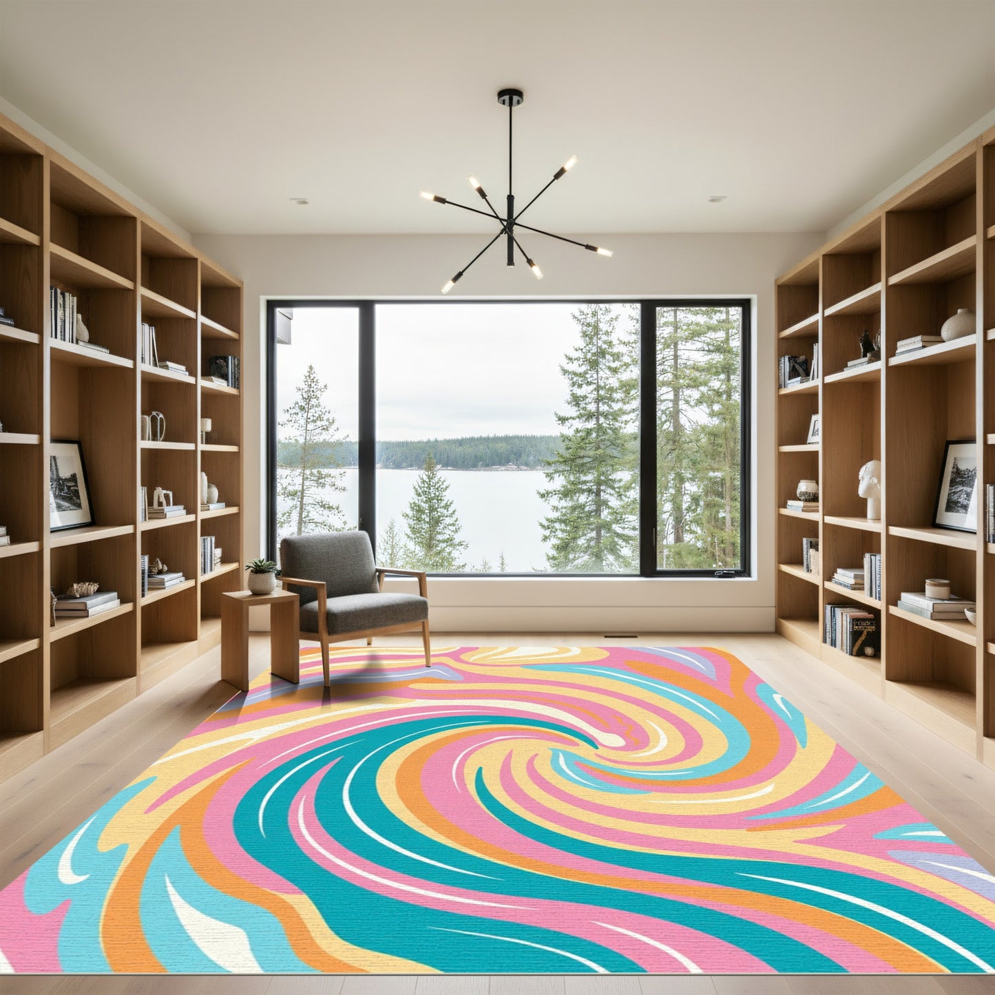 Retro Swirl Pastel Wave Rug