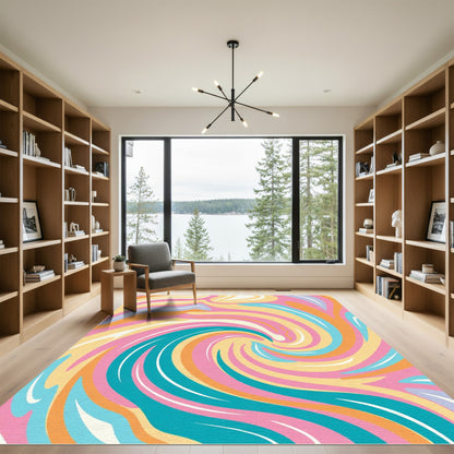 Retro Swirl Pastel Wave Rug