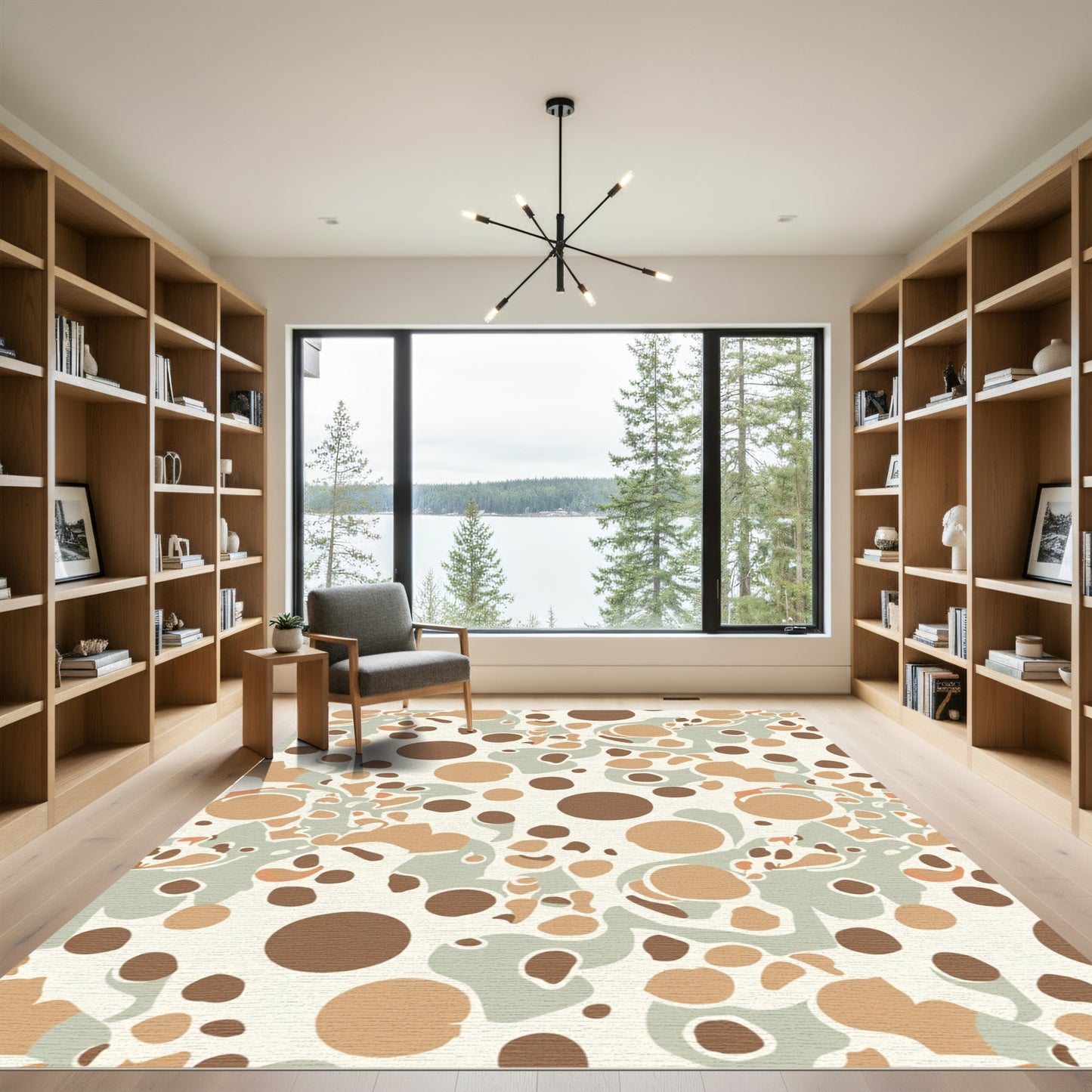 Abstract Earthy Tone Organic Circles Rug