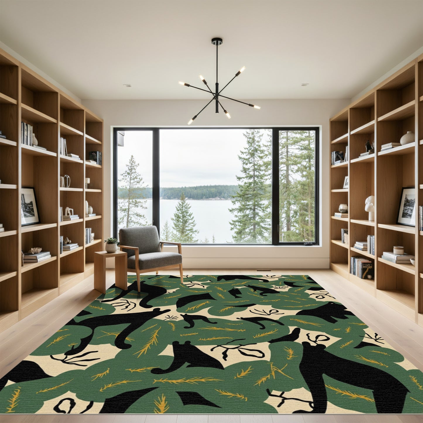 Black Bear In Forest Silhouette Rug