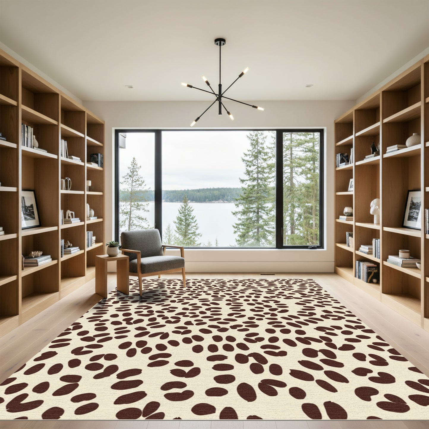 Cream Dark Brown Polka Dot Rug