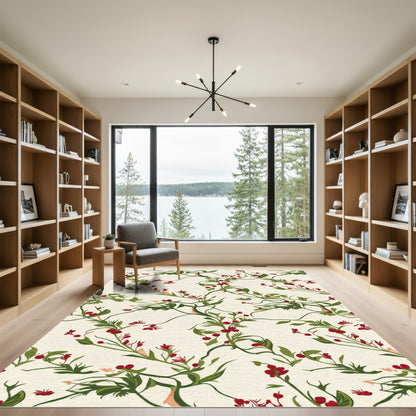 Crimson Berry Vine Branch Rug