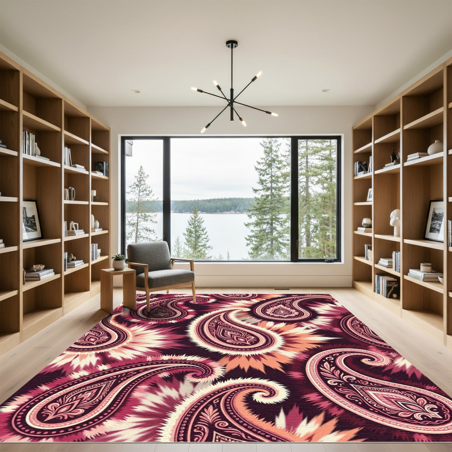 Crimson Paisley Bursting Starburst Medallion Rug