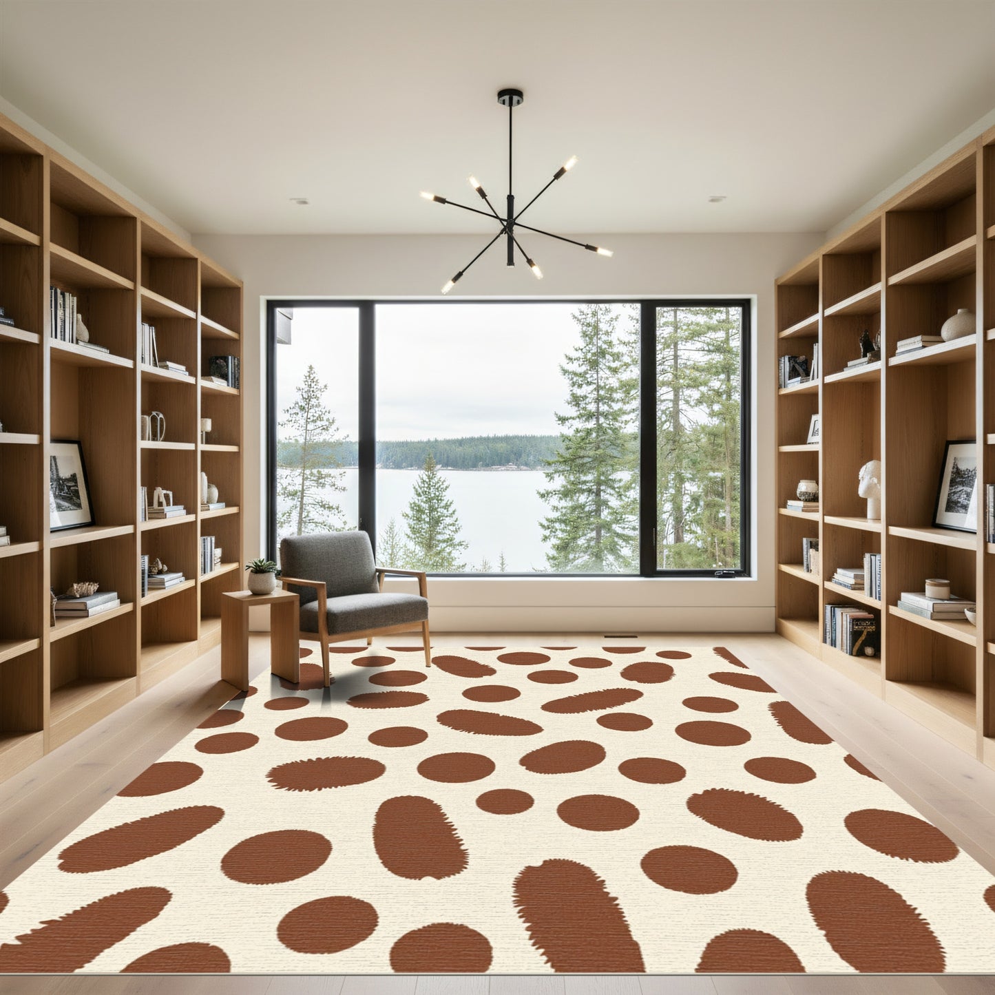 Brown Spotty Cream Spot Overlay Rug