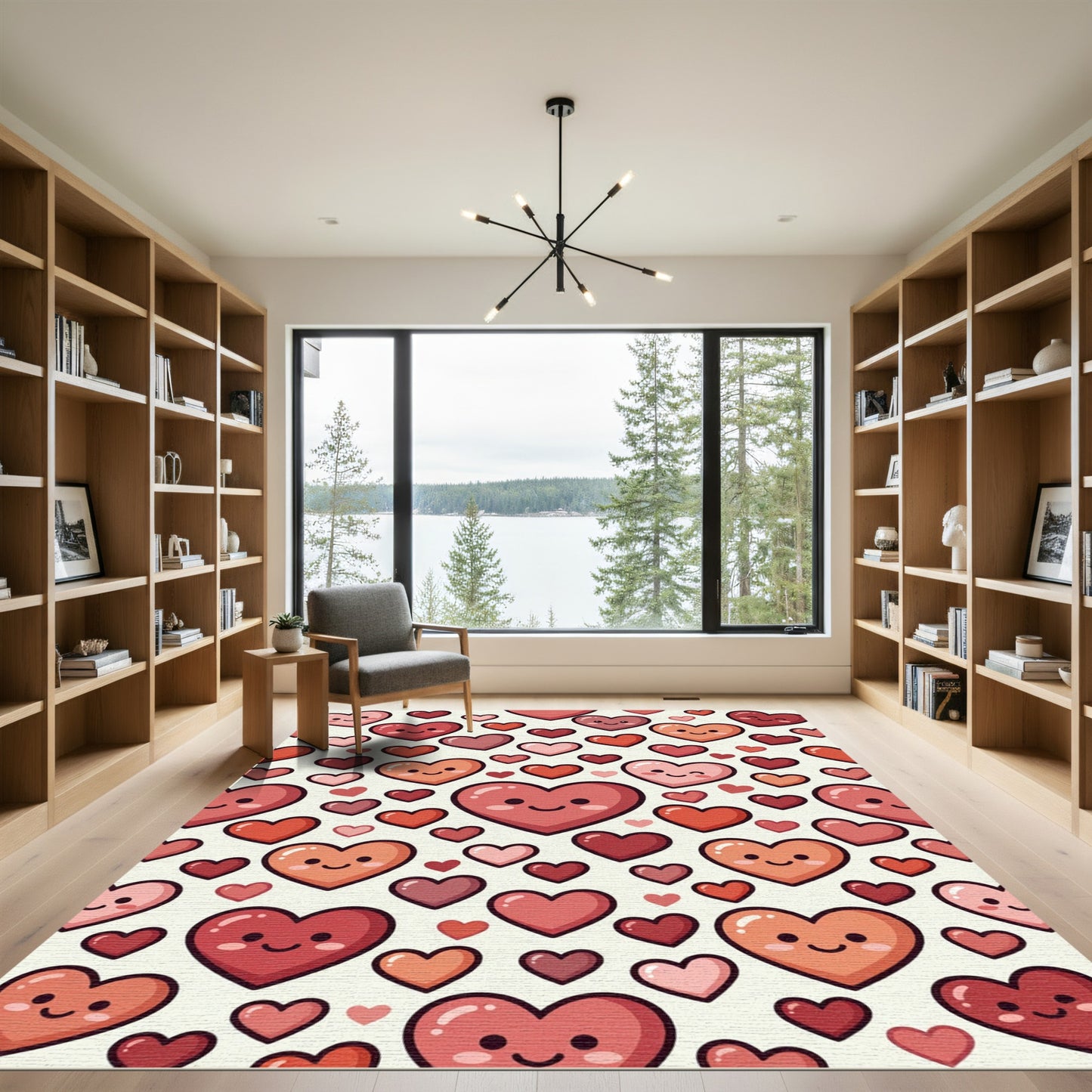 Cute Red Heart Pattern Rug