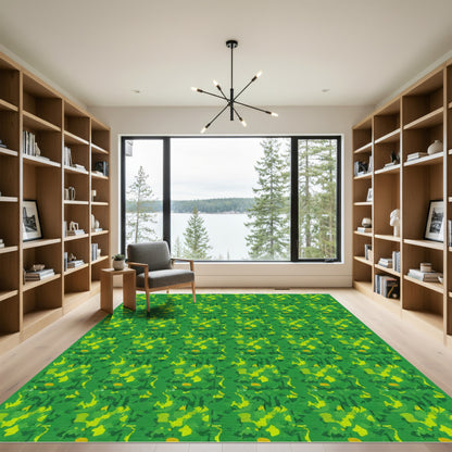 Emerald Green Abstract Brushstroke Rug