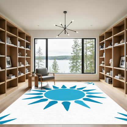 Azure Sunburst Repeat Rug