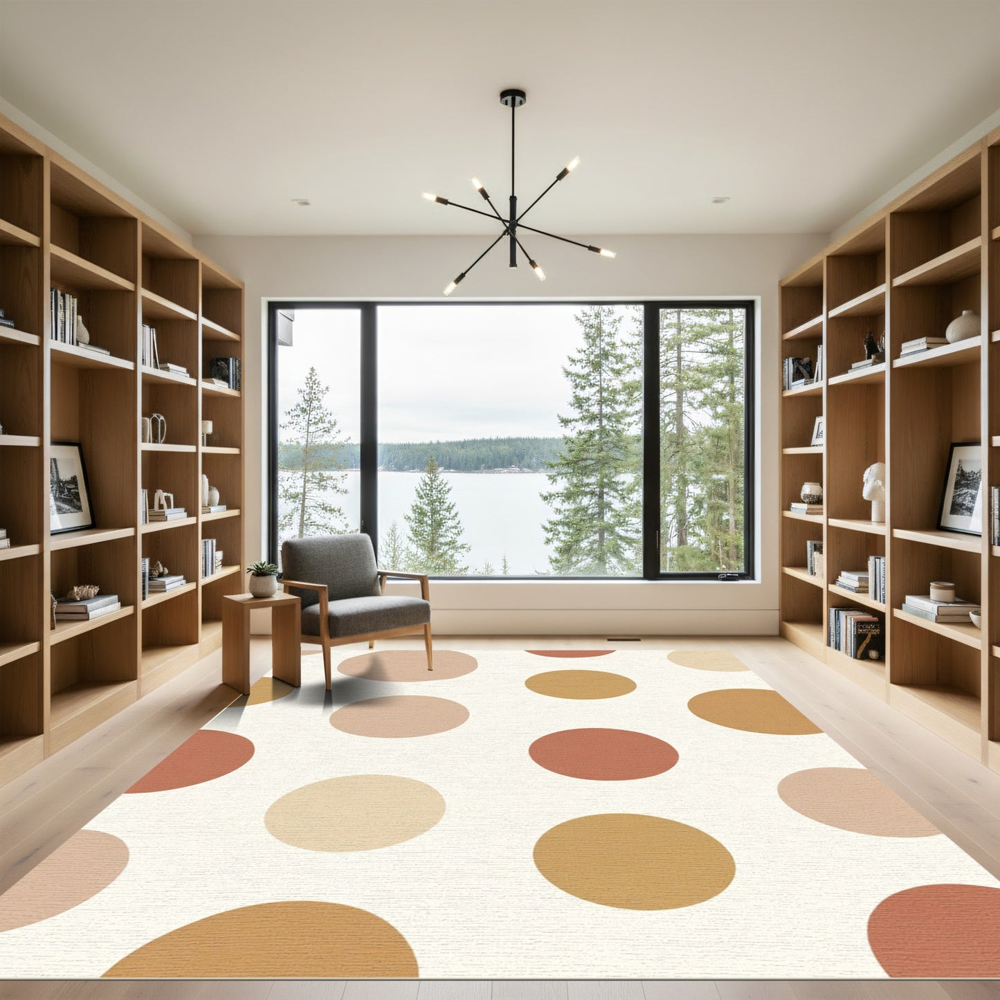 Earthy Tone Polka Dot Round Rug