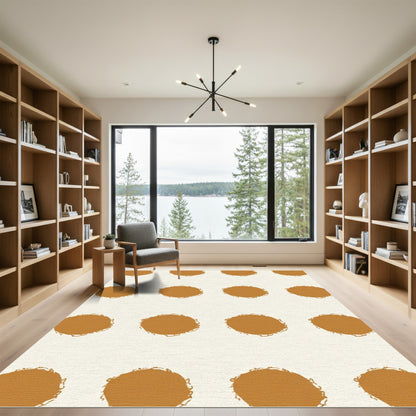 Rust Ochre Circles Grid Rug