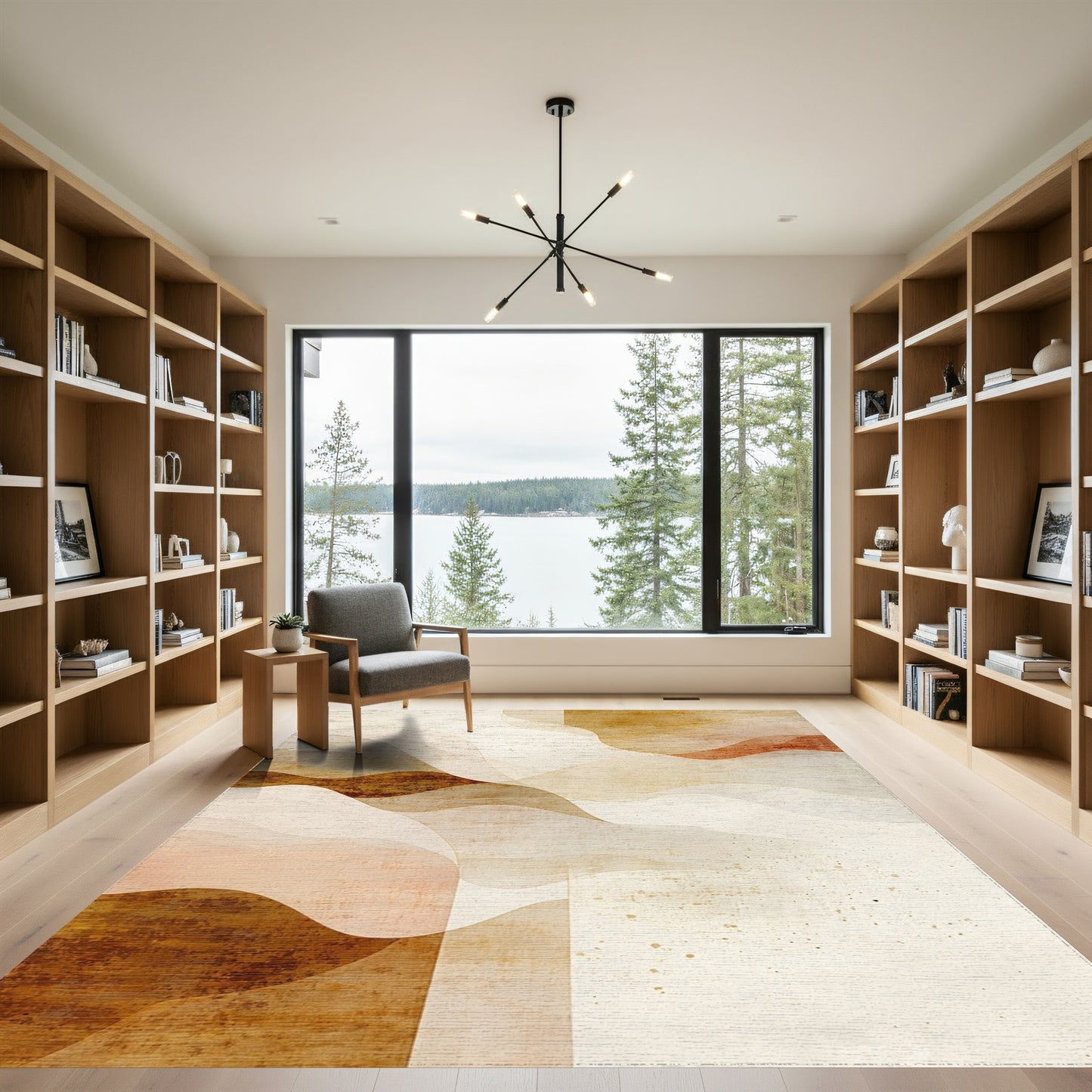 Earthy Layered Fluid Wave Rug