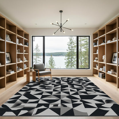 Monochromatic Abstract Geometric Fragment Rug