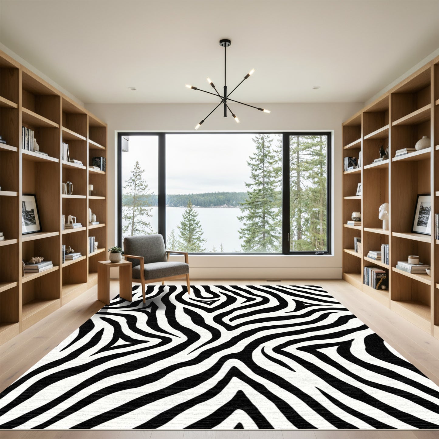 Bold Black White Animal Stripes Rug